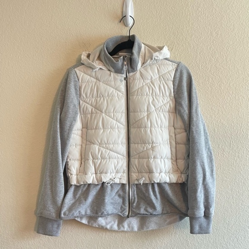 Zella Gray White Puffer Full Zip Hoodie Women's Size XS